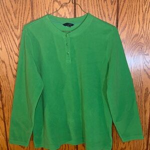 Lands' End Vibrant Green Women’s Long Sleeve Pajama Top